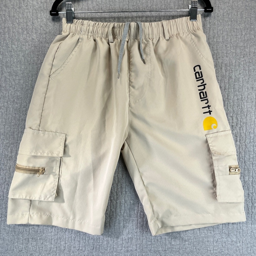 Carhartt Cargo Shorts Mens L Tan Khaki Elastic Waist Drawstring Utility Pocket